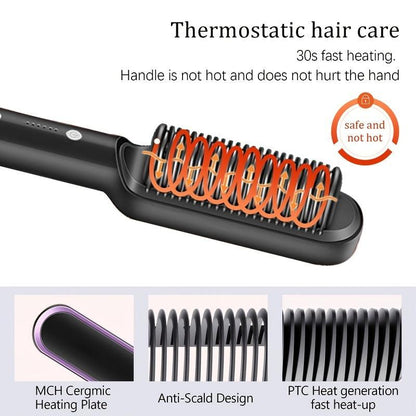 2-in-1 Electric Hair Straightener Brush - MICHI TO SATI