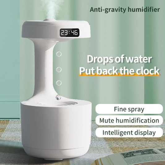 Bedroom Anti-Gravity Humidifier With Clock Water Drop - MICHI TO SATI