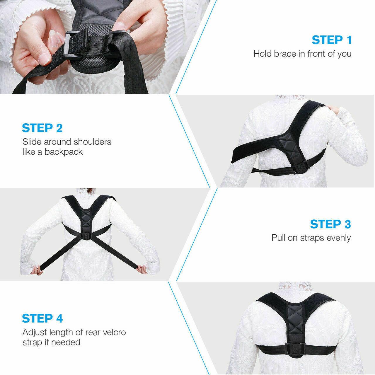 Posture Corrector Men Women Upper Back Pain Brace Clavicle Support Straightener - MICHI TO SATI