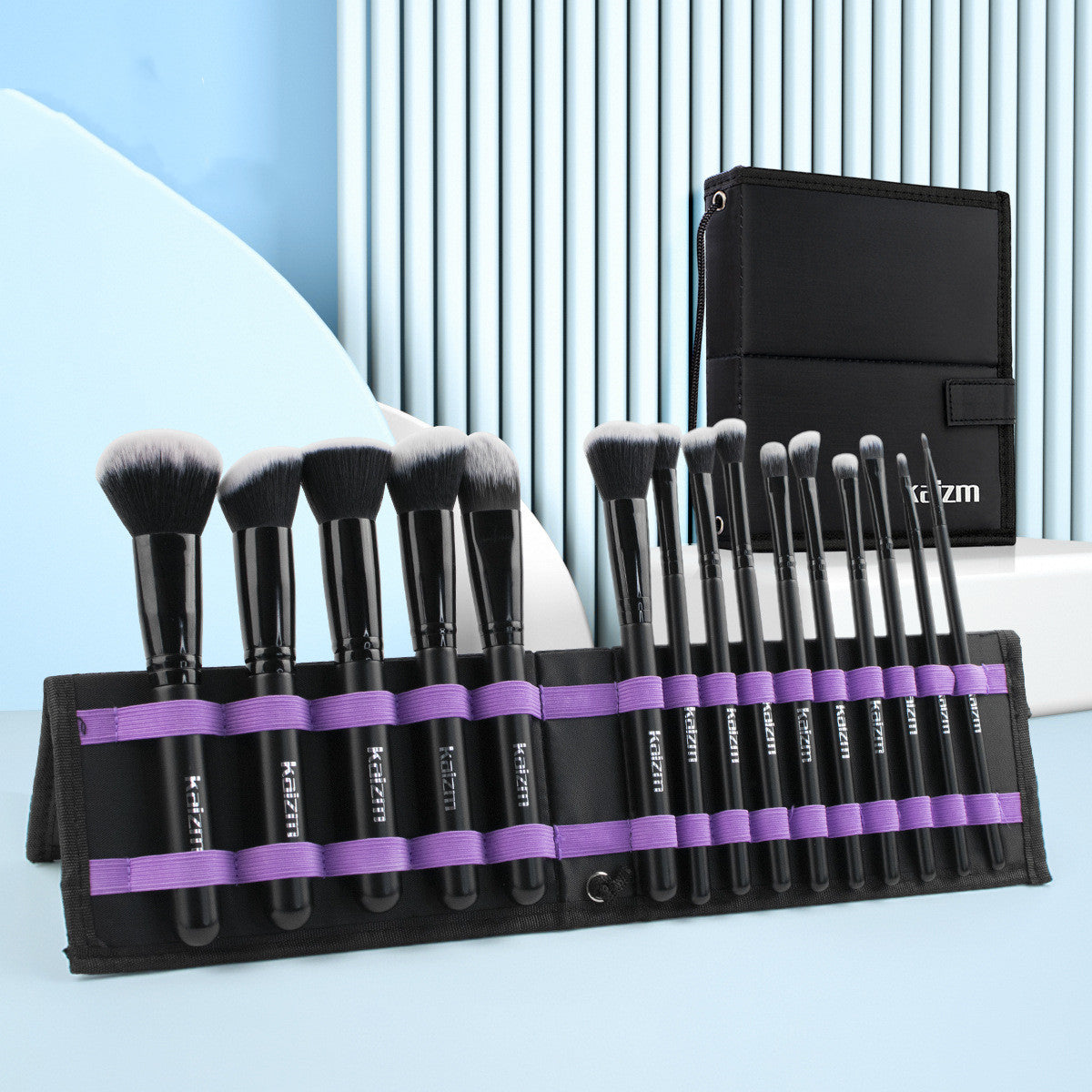 15 Makeup Brushes Black Full Set