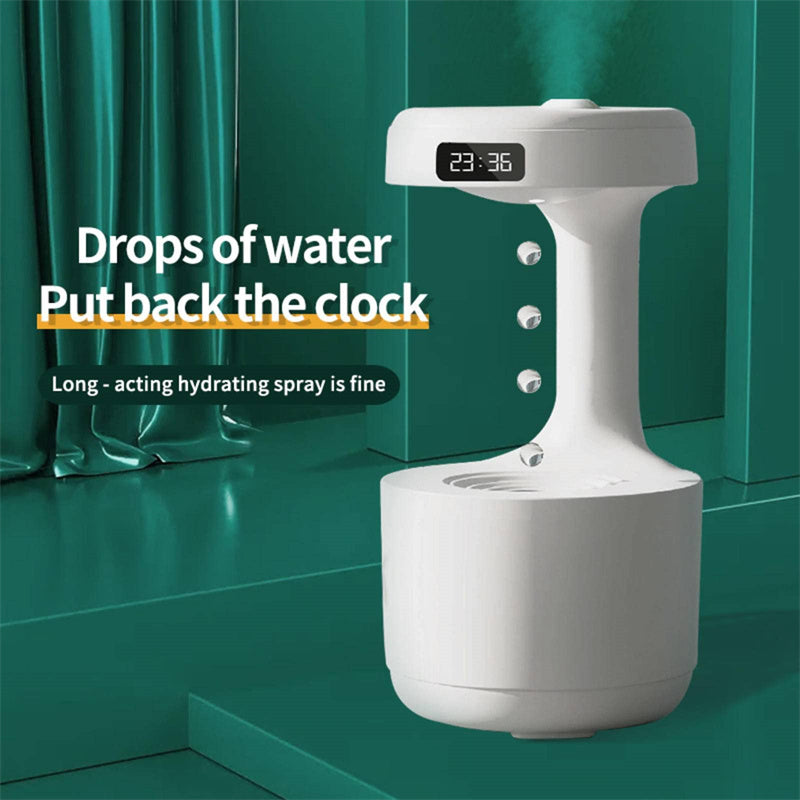 Bedroom Anti-Gravity Humidifier With Clock Water Drop - MICHI TO SATI